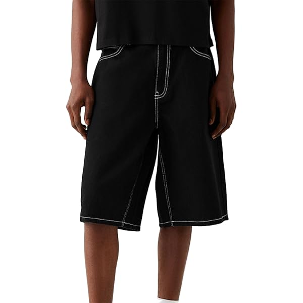 Hulpvktsgiq Baggy Jean Shorts for Men Casual Loose Fit Hip Hop